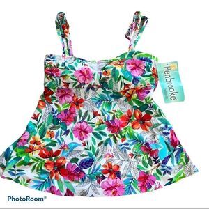 Penbrooke floral double strap keyhole tankini.  8. New with tags